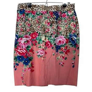 Blumarine Skirt Animal Print Floral Pink & Brown Size EU 44